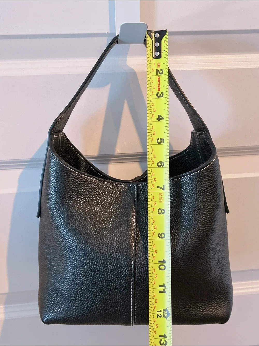 NWOT Banana Republic Luxury Italian Leather Black Pebbled Shoulder Bucket Tote